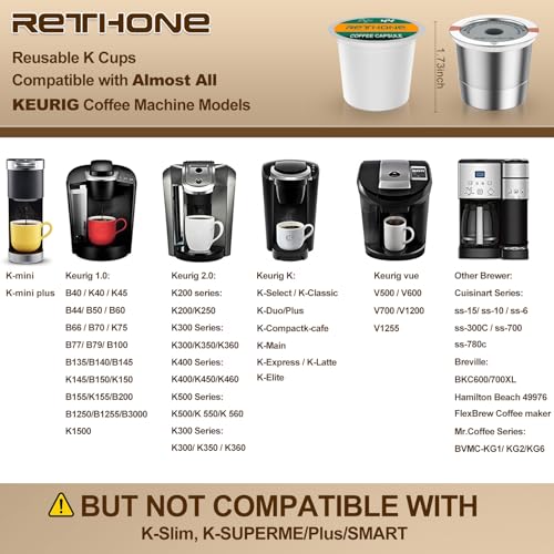 image for RETHONE Reusable K Cups Coffee Filter, Stainless Steel K Cup Reusable 