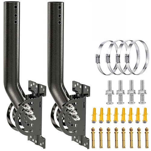 Image of Heavy Duty Antenna Mount, 2-Pack 13 in Three-Screw Locking Pivot J-Pole for Wall, Eave or Roof, 1.38 in OD, Expandable Mast for TV Antenna, Access Point, Weather Station or Starlink Setups