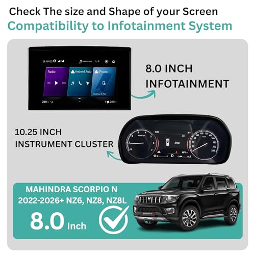 Image of Wisely 3Pcs - Screen Guard for MAHINDRA SCORPIO N (2022-26+) Car 8 Inch Infotainment Display System Protector + 10.25 inch MID + AC Panel - Stereo Accessories - Touch Responsive - HD Clear