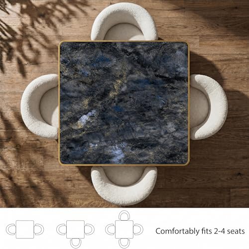 Image of AliSefaiy31.5''Square Dining Table,Square Pedestal Table,Marble BistroTable | 1.2 inch Marble Tabletop, Heat Resistant\Scratch Resistant\Easy Clean\Dining Room /Restaurants /Small Spaces /Marble Starry Sky