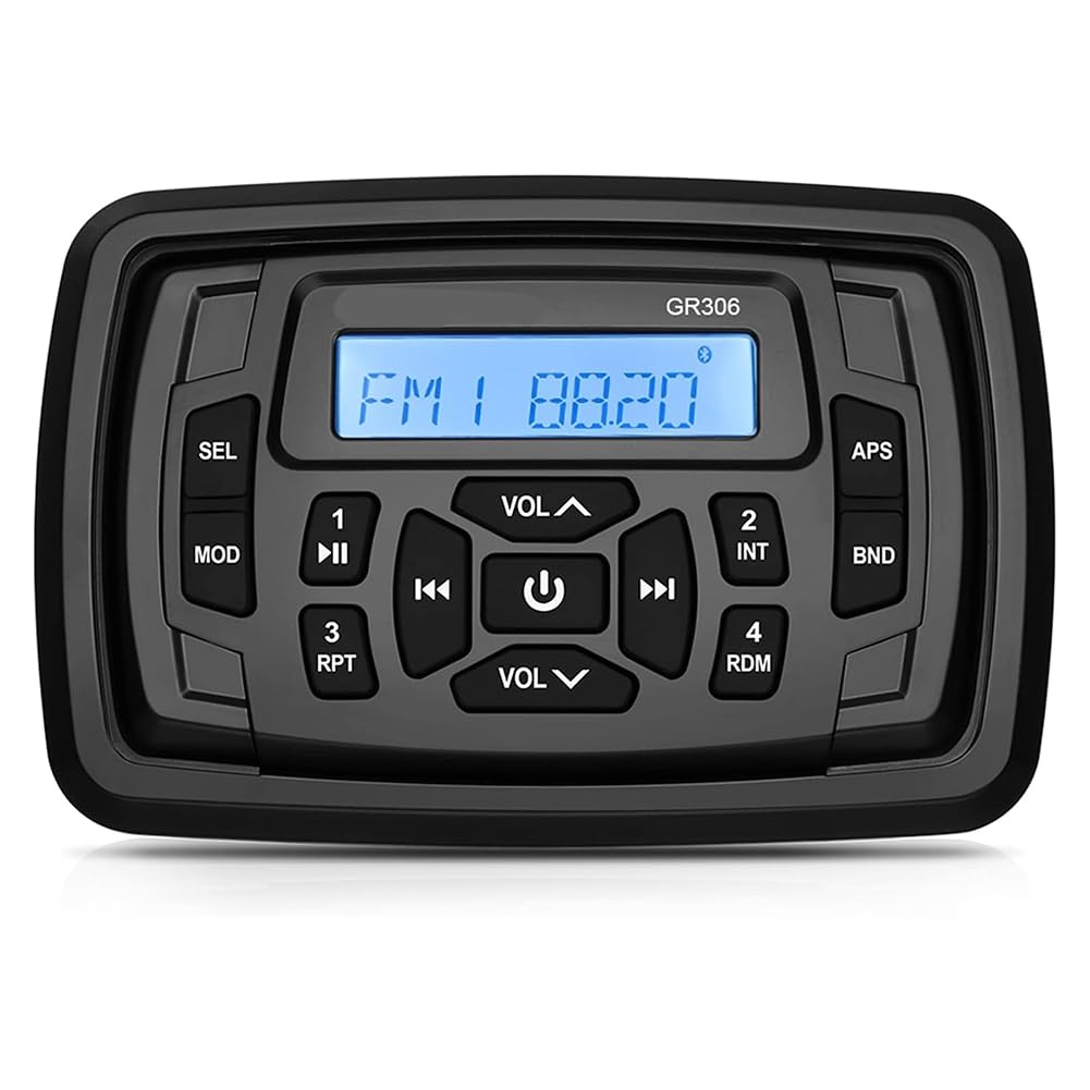 Breeshy Radio Estéreo Marina para, Resistente Al Agua, con Bluetooth, FM, Am, Reproductor de Audio Digital para, Cuatriciclos, UTV, Carritos y Motocicletas