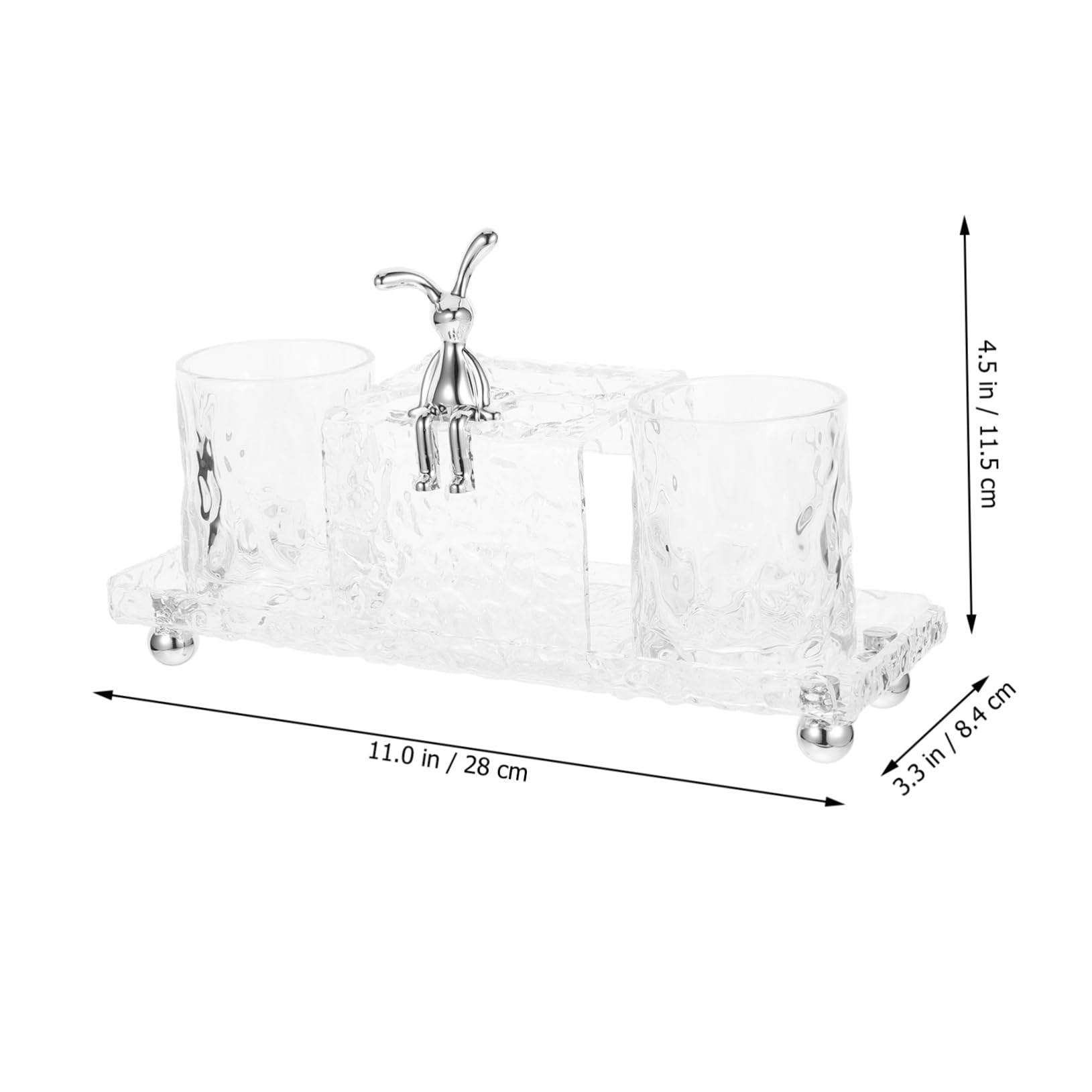 Acryl Zahnbürstenhalterung mit Ablage und 2 Bechern Badezimmer Organizer für Arbeitsfläche Zahnputzbecher für Kinder Klar