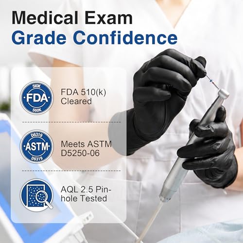 Image of Schneider Medical Nitrile /Vinyl Blend Exam Gloves, Black Disposable | Latex&Powder free, Food Safe, Cleaning, Exam, Cooking, Food Prep, BBQ, Comfortable Fit, Ambidextrous, Unisex