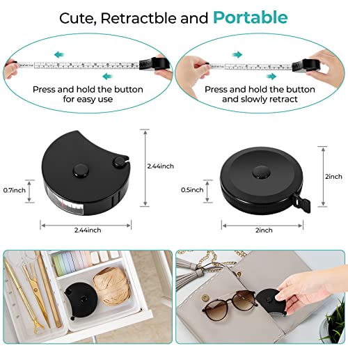 Body Tape Measure, Body Measuring Tape For Weight Loss, Fitness, Bodybuilding. Lock Pin, Retractable Soft Sewing Tape For Tailors, Measures Body Part Circumferences By Single Hand, 60Inch/150Cm, 3 Pcs #TOP7