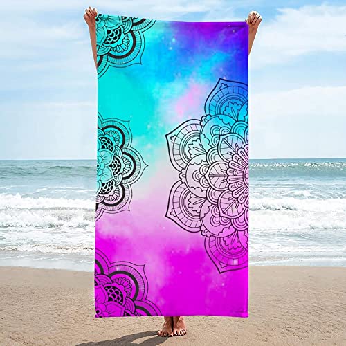 AdirHome Mikrofaser-Strandtuch, superleicht, schnell trocknend, weich, kompakt, sandfrei ? perfekt für Camping, Reisen, Strand, Schwimmen (Colorful,150x75cm) Cover