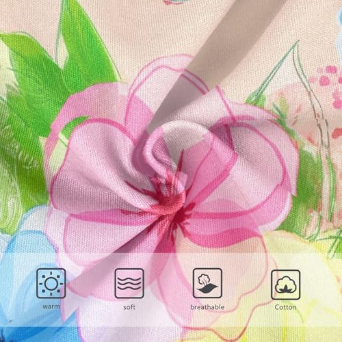 Toddler Underwear Custom 2t Cotton Cute Panties Girl Bright Kids Briefs Undies Watercolor Flowers Blue Pink3