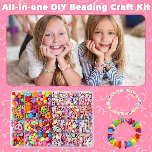 Image of SANNIDHI Bracelet Making Set DIY Beads Kit for Kids, Cute Jewellery Making Kit for Girls, 24-Grid Assorted Beads Letter Jewelry DIY Friendship Bracelet Gift Birthday Toys for Girls 7-14 Years