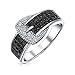 Produktbild Trendige Mode Pave Kubische Zirkonia Schwarz Cz Statement Gürtelschnalle Band Ring Für Frauen 925 Sterling Silber