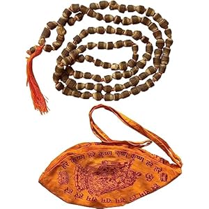 Yogic Mantra Gaumukhi Jap Mala Bag with Rare Neem Japa Mala Beads. Indian Handicraft Cotton Gomukhi Japa Mala Chanting Bag, Prayer Beads Mala Japa Jholi for Mantra Jap, Japa Meditation & Yoga Jaap