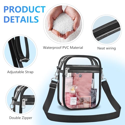 Clear Bag for Stadium Events Men&Women Clear Crossbody Bag Stadium Approved Clear Purse Bag Waterproof Clear Bag3
