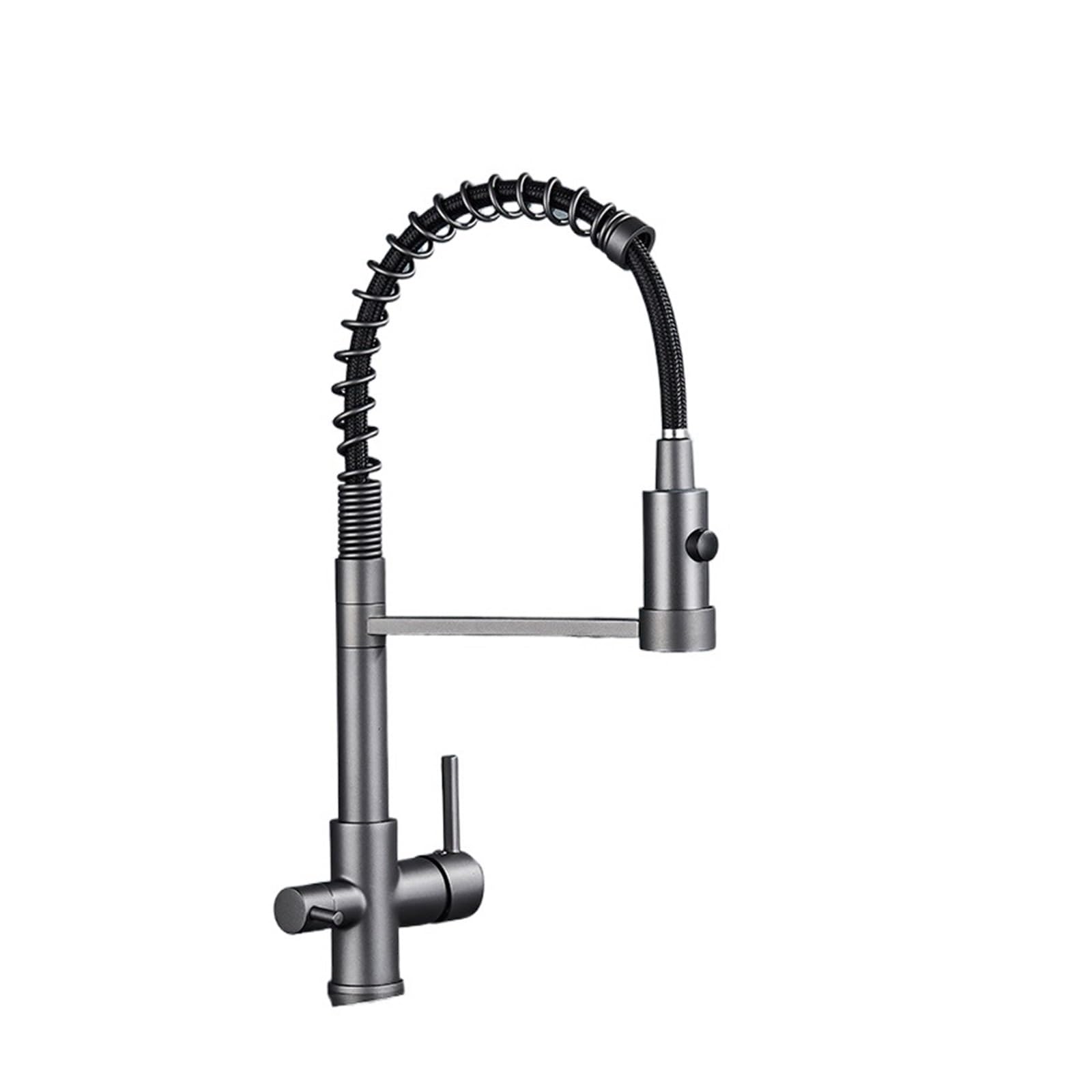 CZYWKDDPP Kitchen Tap, Water Filter Faucet Dual Spout Pure Drinking Mixer Tap，Rotation Purification Feature Taps Crane(Grey Matte B)