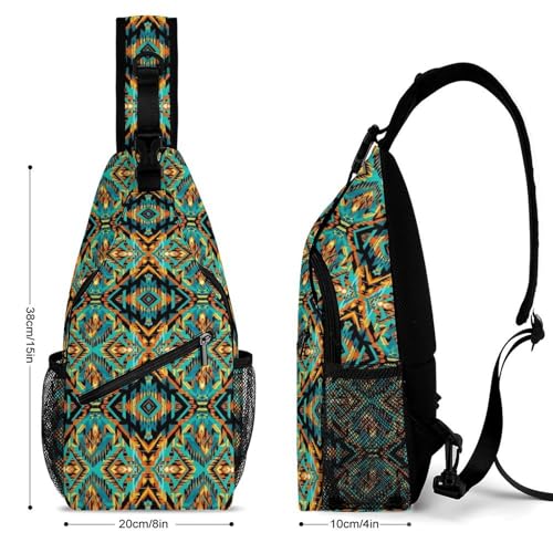 Fashion Day Pack Small Cross Body Backpack Sling Shoulder Bag Chest Bag For Men And Women Southwest Native Indian American Aztec Print2