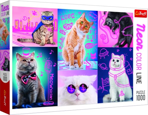 Trefl-Superkatzen 1000 Piezas, Neón, Adultos y niños a Partir de 12 años Puzzle, Color súper...
