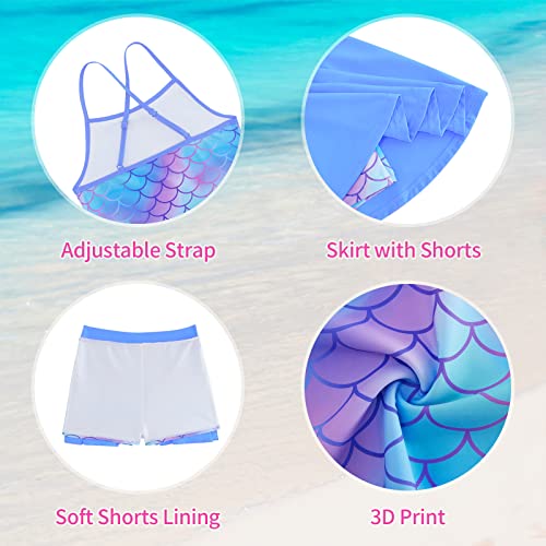 Image of Girls Tankini Swimsuit Two Piece Bathing Suit with Adjustable Strap 3-13 Years