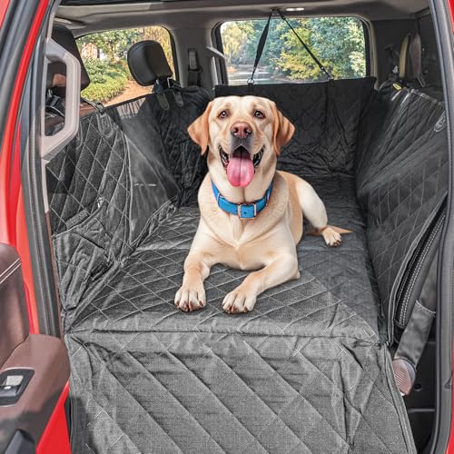 ENONCI Tough Truck Dog Seat Cover for Back Seat, Dog Hammock for Car Extender with Hard Bottom,Rip-Stop 100% Waterproof Pet Seat Protector for F150/RAM1500/Silverado