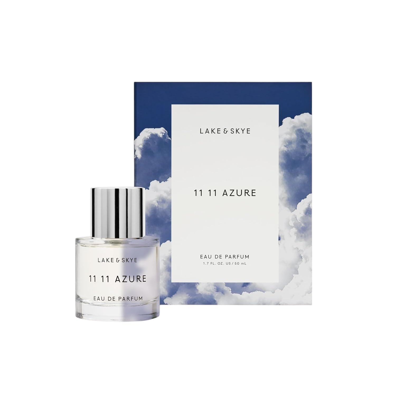 Lake & Skye 11 11 Azure Eau de Parfum, 1.7 fl oz (50 ml) - Aquatic, Floral, Skin Musk, Clean, Vegan, Paraben-Free, Cruelty-Free