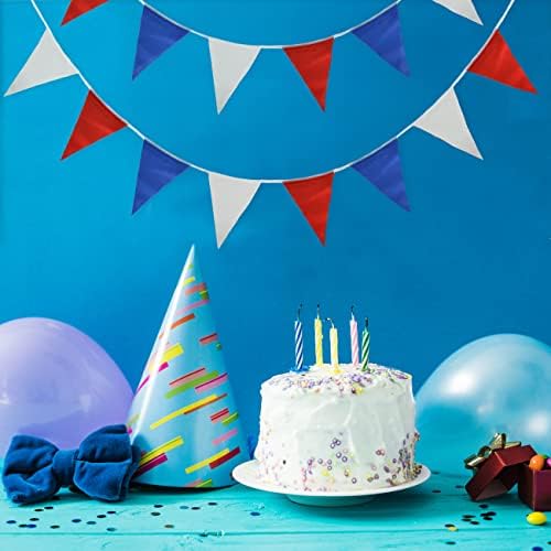 WINSOME Red Blue White PVC Plastic Bunting Banner 10 Metre Long 20 Flags Pennant Double Sided Indoor & Outdoor Party Decoration