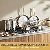 Triple Ply Stainless Steel Pots and Pans Set, EWFEN 12 Piece Induction Cookware Set, Oven Dishwasher Safe | Frying Pans, Saucepans, Saute Pan & Stock Pot, PFOA Free Kitchen Skillet, Gold #5