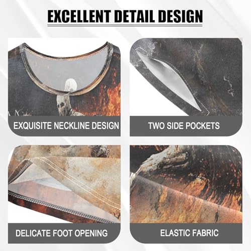 ALAZA Unicorn Sugar Skull Fire Pajamas Set Short Sleeve Cotton Sleepwear Summer Pjs 2 Piece 5-14Y4