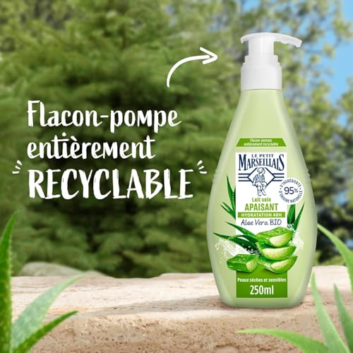 Le Petit Marseillais Lait Soin Apaisant Flacon Pompe de 250 Ml – Lait Corps pour Peaux Sèches et Sensibles – Lait Corporel Hydratation 48H à 'Aloe Vera Bio - vue 8