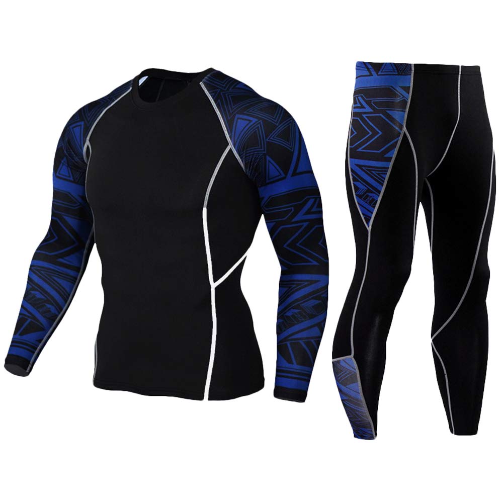 Workout Set Compression Shirt Pants Top Long Sleeve Sports Tight Base Layer Quick Dry & Moisture-Wicking