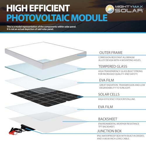 Image of Mighty Max Battery 10 Watt Monocrystalline Solar Panel Charger Compatible with Deep Cycle Battery
