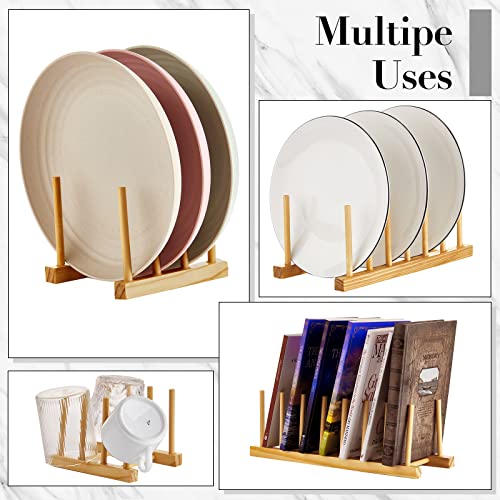 Zopeal 18 Pcs Bamboo Wooden Plate Racks Dish Rack Stand Holder 3/ 6/ 7 Slots Drainboard Drying Drainer Kitchen Cabinet Organizer For Dish Plate Bowl Cup Pot Lid Book #TOP5