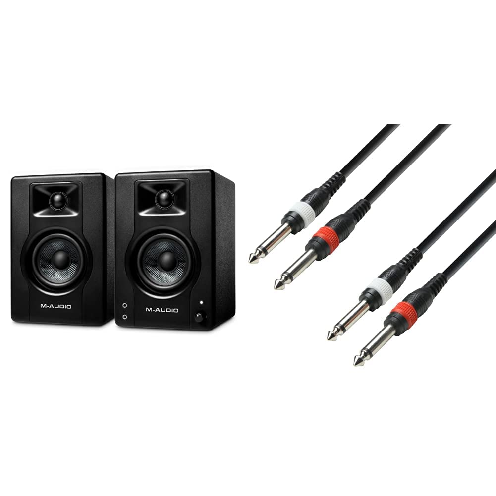 M-Audio BX4 4,5" Studio-Monitore High-Definition Monitor Lautsprecher Boxen, 120W - Paar & Adam Hall Cables K3TPP0100 Audiokabel 2 x 6,3mm Klinke Mono auf 2 x 6,3mm Klinke Mono 1m