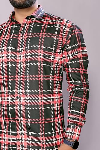 Image of GURIK Men's Cotton Box Checkered Slim Fit Casual Shirt with Chest Pocket, Full Sleeve Shirt for Formal & Casual Wear