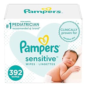 Baby Wipes, Pampers Sensitive Water Based Baby Diaper Wipes, Hypoallergenic and Unscented, 3X Pop-Top Pack,s 392 Total…