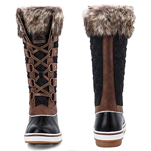 Aleader Winter Boots For Women, Fashion Waterproof Snow Boots Fur Shoes Black/Brown 6 D(M) Us #TOP3