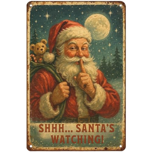 Vodefoad Retro Santa Claus Metal Sign Christmas...
