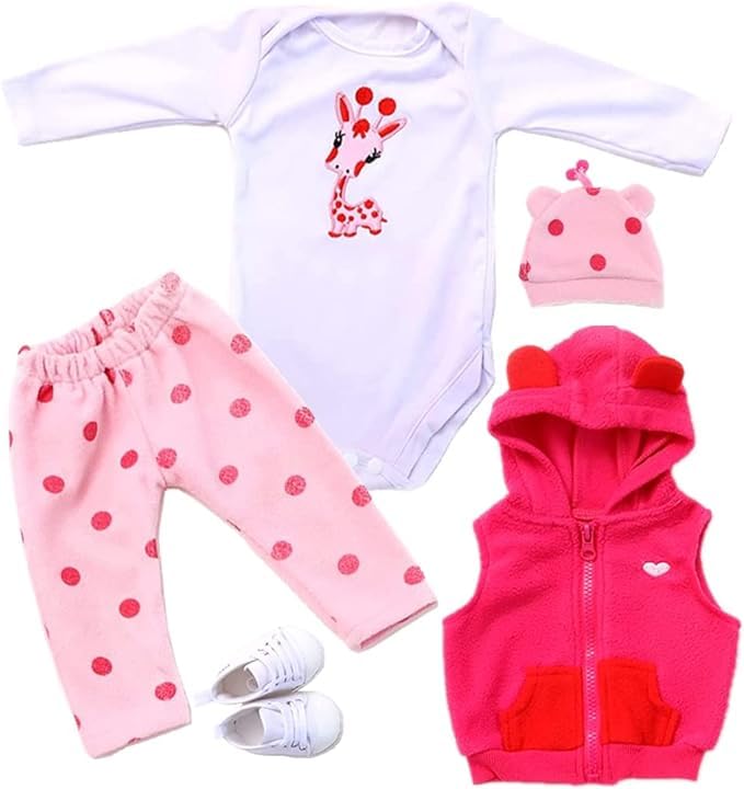 Reborn Baby Clothes Reborn Dolls Clothes for 17-22 Inch Newborn Baby Doll Girl, Baby Doll Clothes Outfit Accessories fit 17-22 Inch Reborn Baby Doll