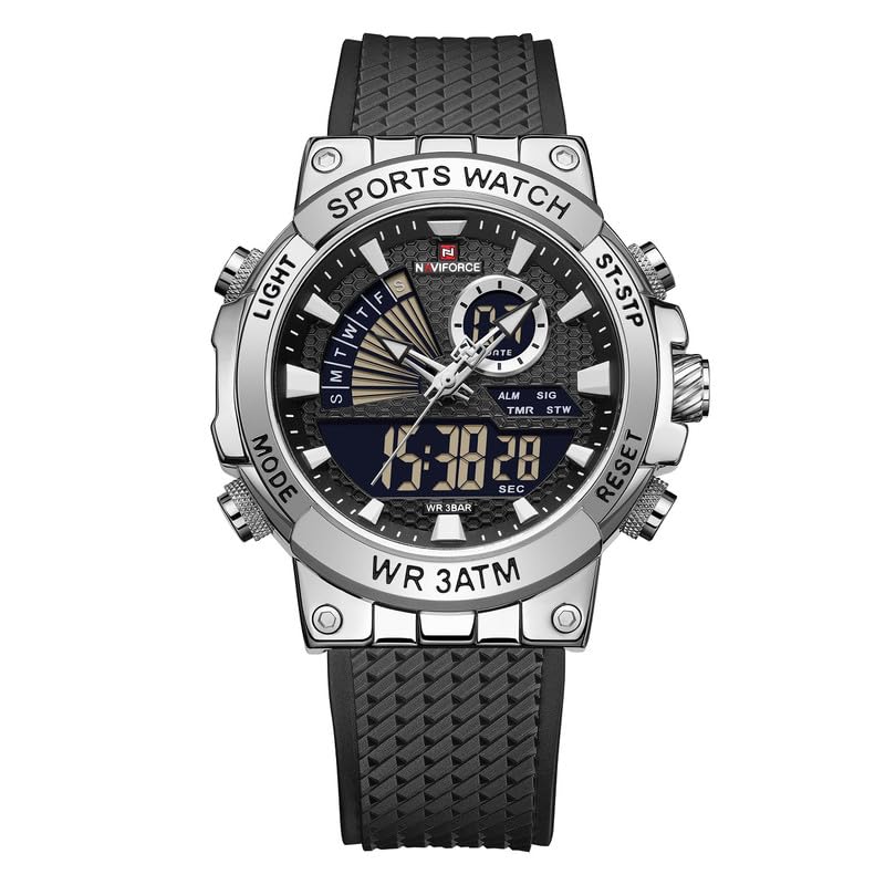 NAVIFORCE Men Analog Digital Dual Display Sports Silicon Strap Quartz Watch -Nf9219, Multicolour, Black, Silicone (B0CGRR8K89) Amazon Price History, Amazon Price Tracker