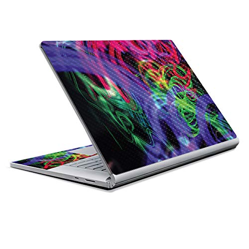 Image of MightySkins Carbon Fiber Skin for Microsoft Surface Book 2 13 inch (2017) - Neon Splatter,Protective, Durable Textured Carbon Fiber Finish,Easy to Apply, Remove, and Change Styles,