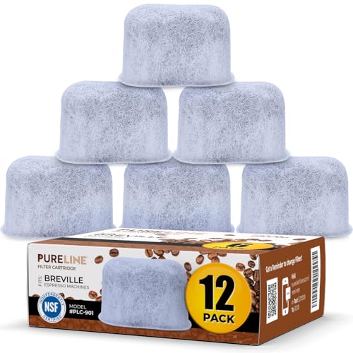 12-Pack Breville Water Filter BWF100 Replacement by Pureline, Compatible with Breville Espresso Machine