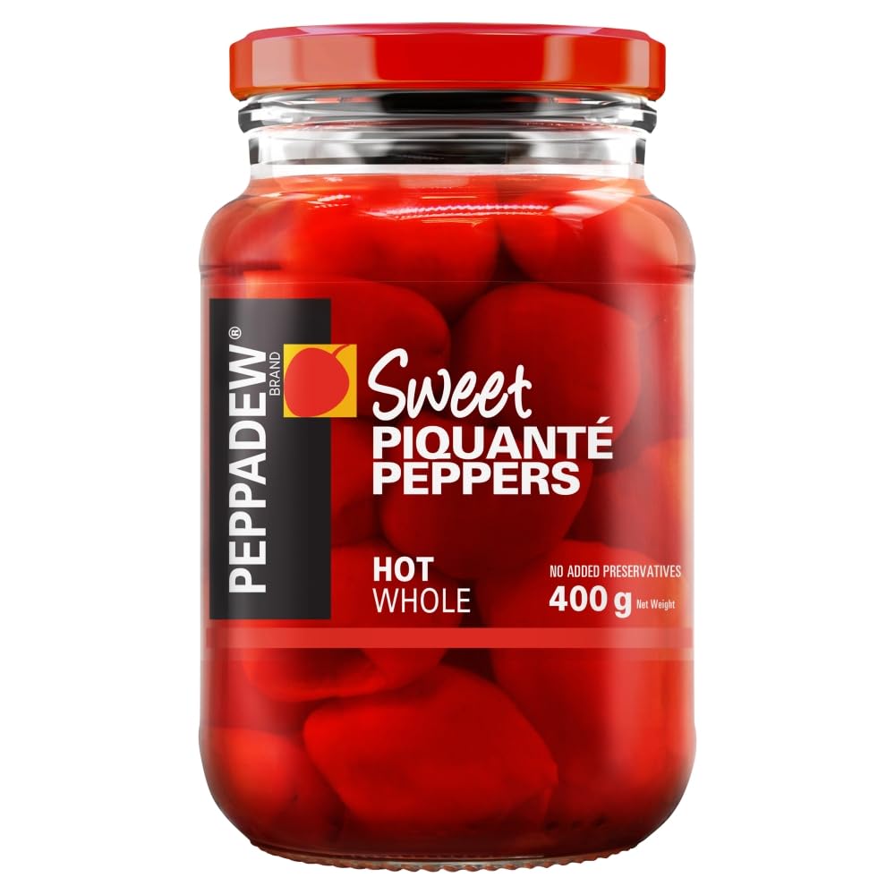 Peppadew Peppers, Sweet Whole Piquanté Peppers, Vegan, Gluten Free, Hot Spice, Perfect for Tapas Dishes, Bar Snacks and Nibbles, 400g