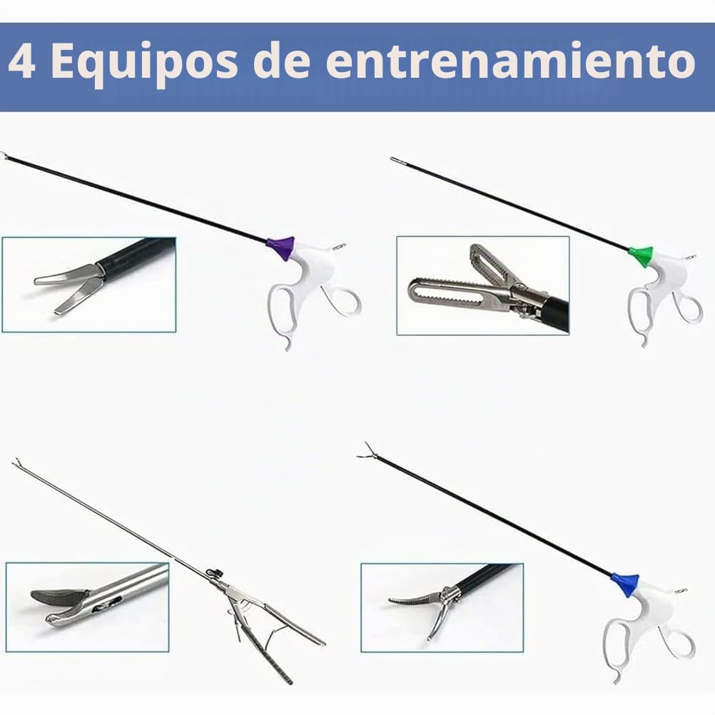 Caja de Entrenamiento Simulador Laparoscópico, Simulador de Laparoscopia,Entrenador Ejercicios Laparoscopia Kit Entrenamiento Endo 10 Módulos de Entrenamiento 4 Instrumentos Quirúrgicos
