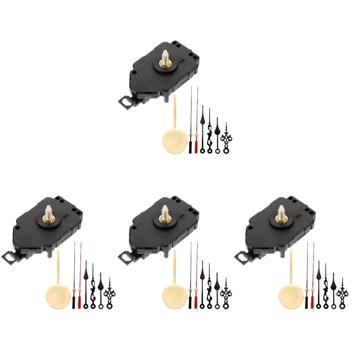 UKCOCO 4ensembles Mécanisme Horloge Pendule avec Aiguilles Et Axes De Kit De Remplacement pour Horloges Murales Pratique Et