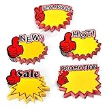 250Pieces English Label Tags Burst Signs Star for Retail, Mini Size 5 Blank Star Shape Display Tags to Boost Sales, Garage Sale Supplies Sign,Yard Sale Supplies for Sale Sign