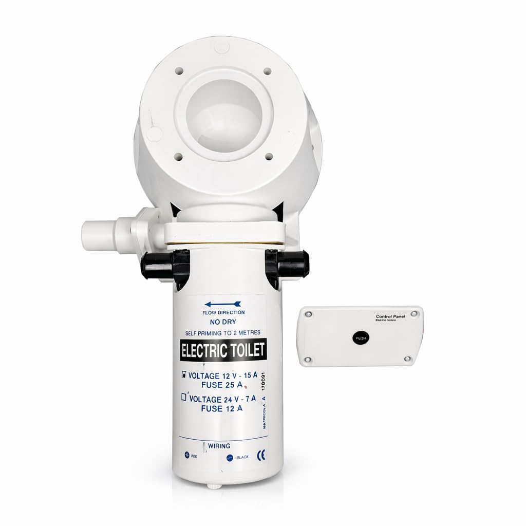 Navpower Kit Trasformazione Conversione per Toilette WC Universale 12v - Kit conversione WC Toilette da Manuale a Elettrico Orrizontale - Barca Camper Roulotte - Compatibile con Jabsco TMC Ocean
