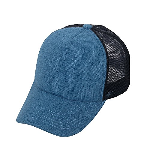 virgin hair factory Mesh Snapback Trucker Baseball Cap Hat with Adjustable Snapback Strap Black/Blue