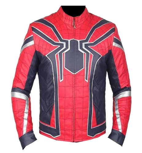 APPAREL HIT Spider Classic Men Web Red and Black Faux Leather Jacket