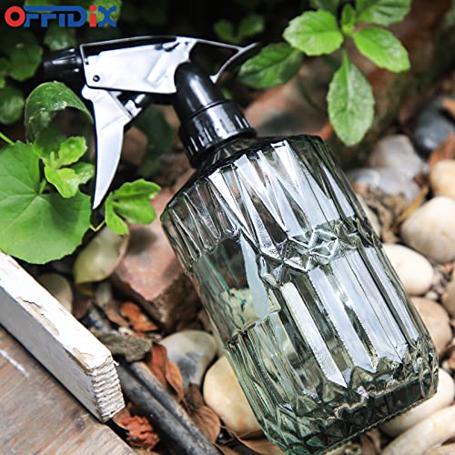 OFFIDIX Pflanzennebel, Handdruck-Sprühflasche mit feiner Nebel, 0,43 l, Glas-Sprühflasche mit verstellbarer Düse für Innen- und Außenbereich, Gartenarbeit oder Hausreinigung (hellgrün)