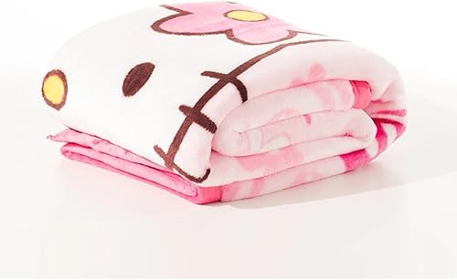 Miniatura 2 de HOLY HOME Manta de forro polar de franela de flores rosas y mariposas para niños pequeños, 39 x 55 pulgadas, diseño de gato de dibujos animados