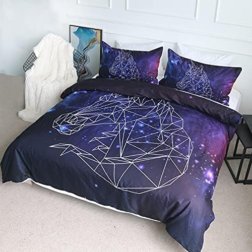BlessLiving Galaxy Unicorn Bedding Kids Girls Psychedelic Space Duvet Cover 3 Piece Pink Purple Sparkly Unicorn Bedspread(Single)