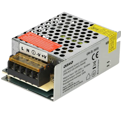 ORNO Transformateur 12V Module d'Alimentation Ouvert avec Protection Contre Surcharges et Courts-Circuits 12VDC IP20 (24.00) Cover