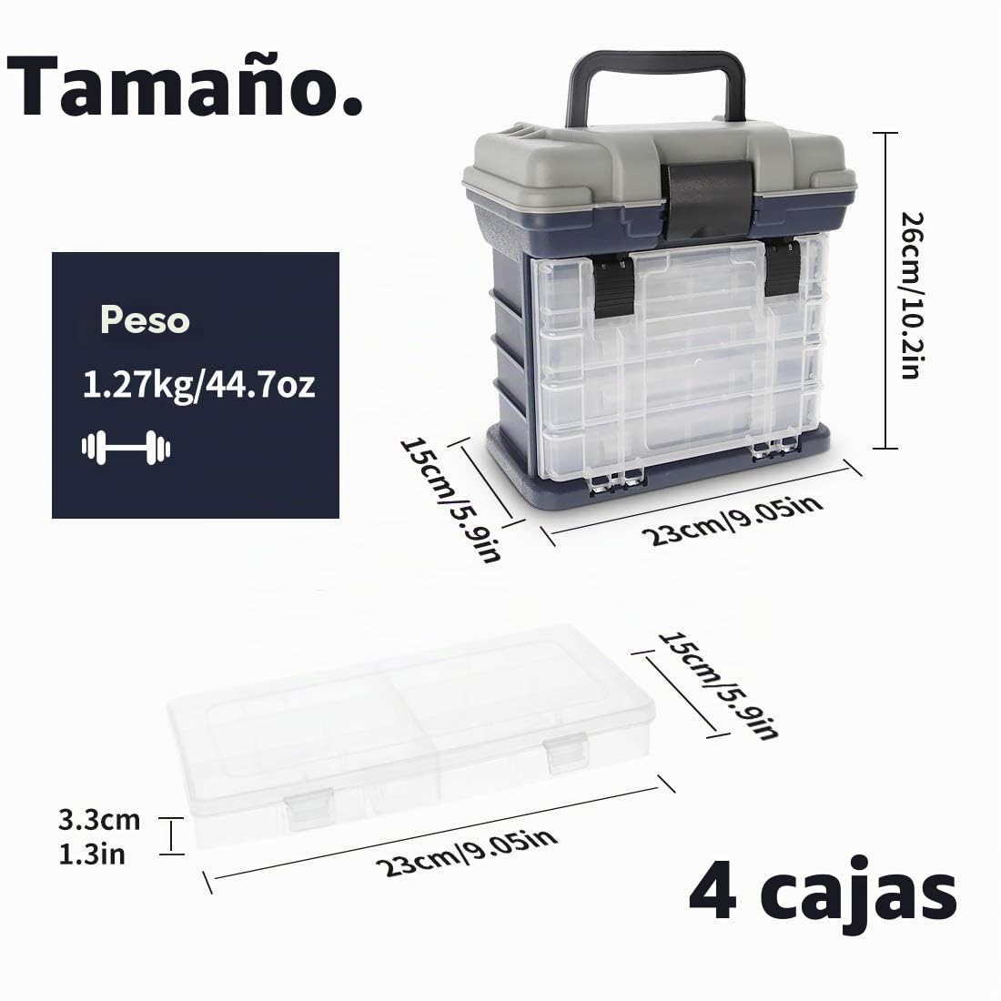 Croch Caja de Pesca con 4 Compartimentos Ajustables para Accesorios de Pesca