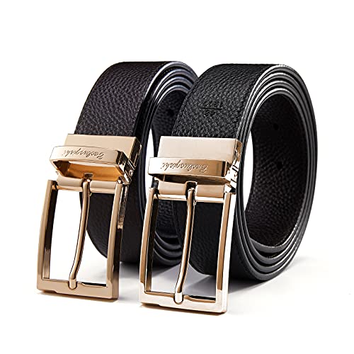 ARIMIA Rotated Buckle Belt Men Black and Brown Double Sided Leather Color Pinhole Adjustable and Demolition