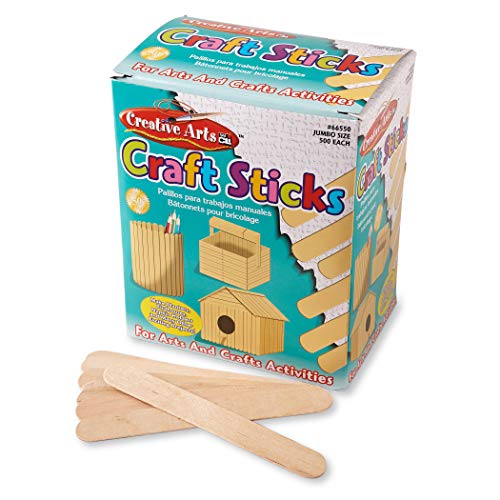 Creative Arts by Charles Leonard Craft Sticks, Jumbo Size, 6 X 0.75 Inches, Natural, 500 per Box (66550)